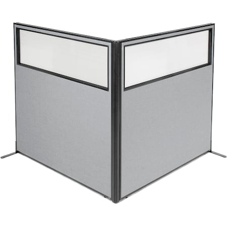 Interion By Global Industrial Interion Freestanding 2-Panel Corner Room Divider w/Partial Window 60-1/4inW x 60inH Panels Gray 695104GY
